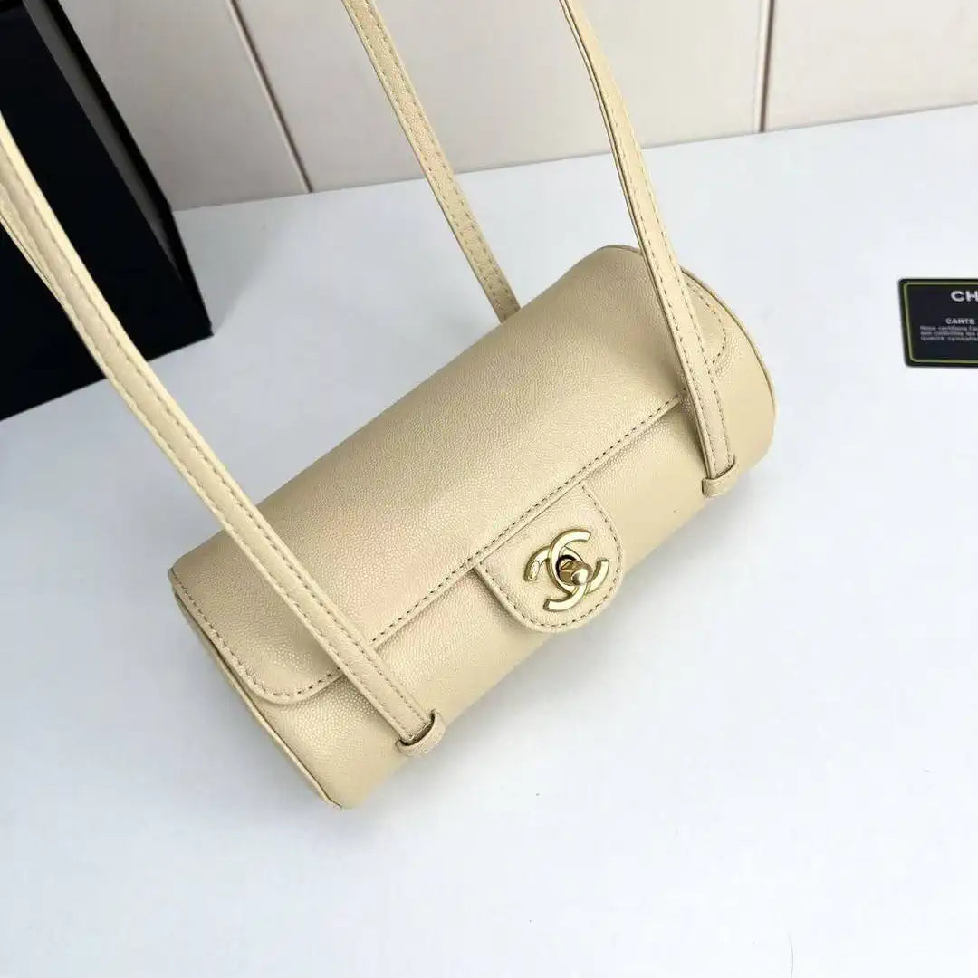 Chanel Small Bowling Bag Grained Shiny Calfskin AS6143 Apricot - Default Title - View 5