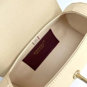 Chanel Small Bowling Bag Grained Shiny Calfskin AS6143 Apricot - Default Title - View 7
