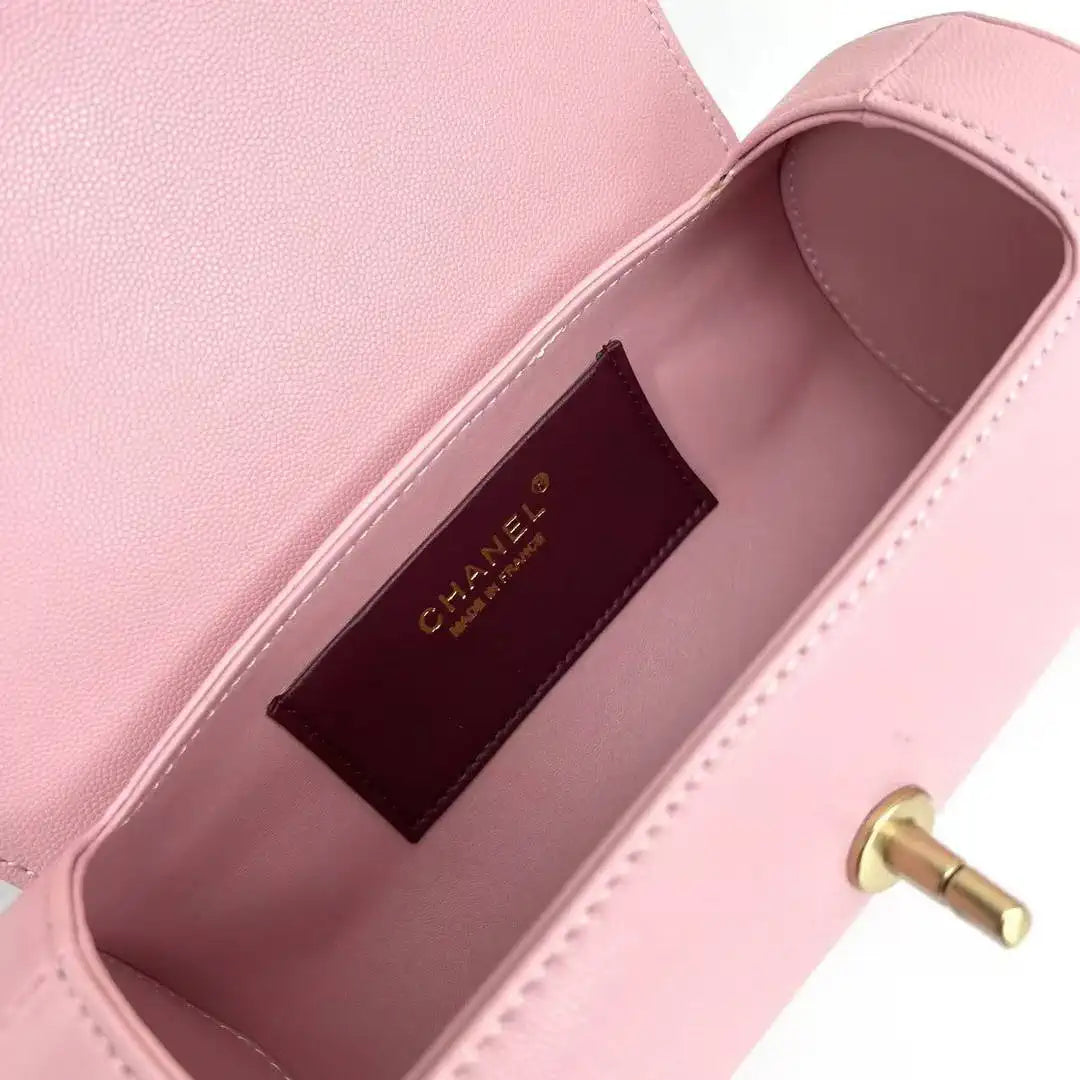 Chanel Small Bowling Bag Grained Shiny Calfskin AS6143 Pink - Default Title - View 7