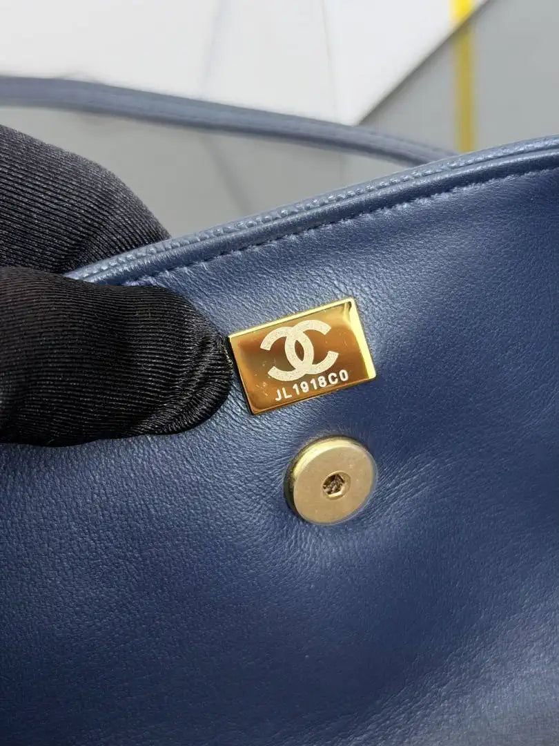 Chanel Small Bowling Bag Grained Shiny Calfskin AS6143 navy Blue - Default Title - View 9