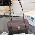 Chanel Small Bowling Bag Grained Shiny Calfskin AS6143 Dark Brown - Default Title - View 1