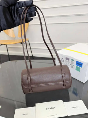 Chanel Small Bowling Bag Grained Shiny Calfskin AS6143 Dark Brown - Default Title - View 2