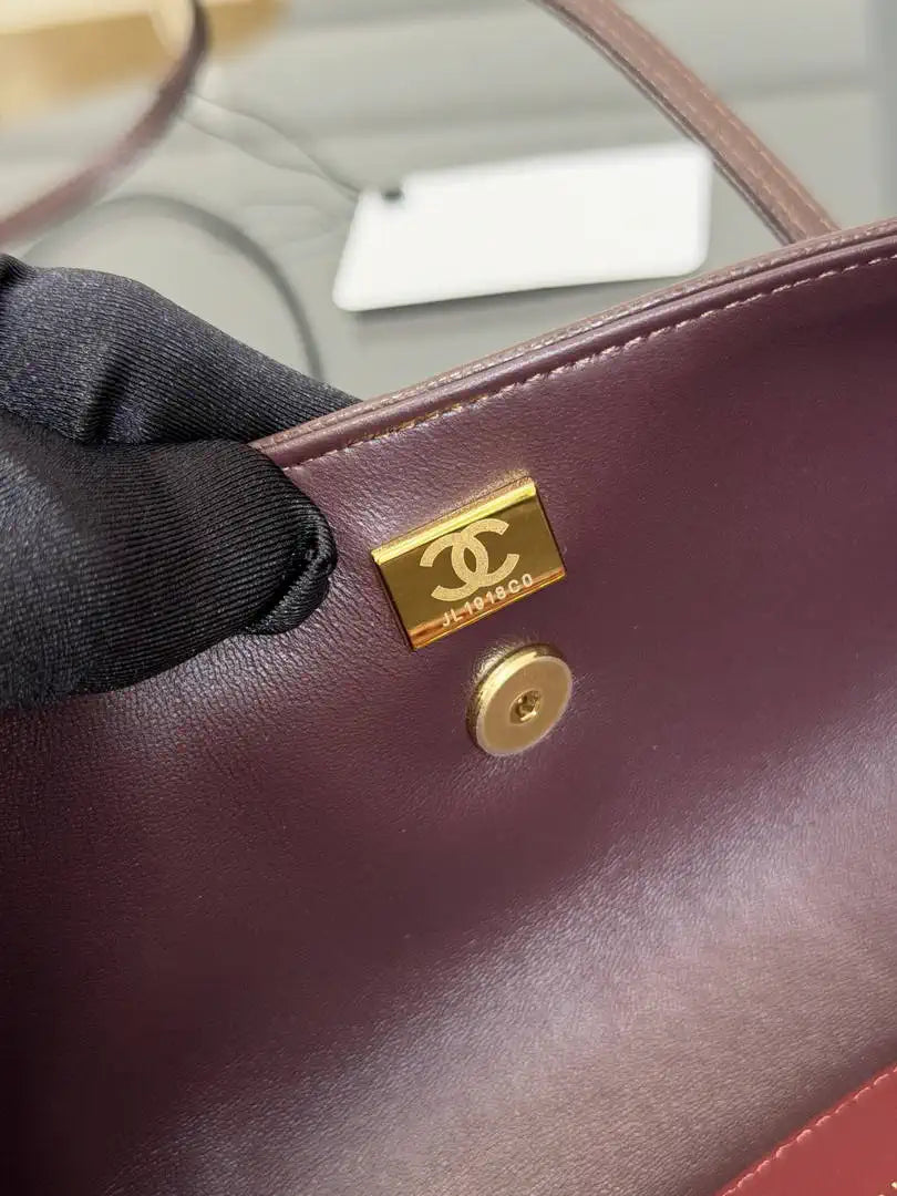 Chanel Small Bowling Bag Grained Shiny Calfskin AS6143 Dark Brown - Default Title - View 9