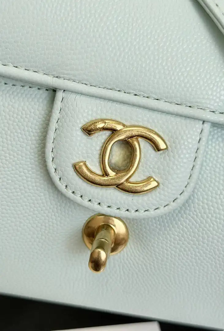 Chanel Small Bowling Bag Grained Shiny Calfskin AS6143 Light green - Default Title - View 4
