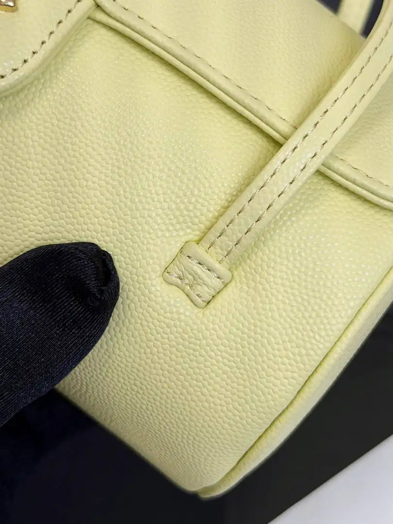 Chanel Small Bowling Bag Grained Shiny Calfskin AS6143 Yellow - Default Title - View 6