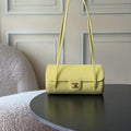 Chanel Small Bowling Bag Grained Shiny Calfskin & Gold-Tone Metal AS6143 Yellow - Default Title - View 1