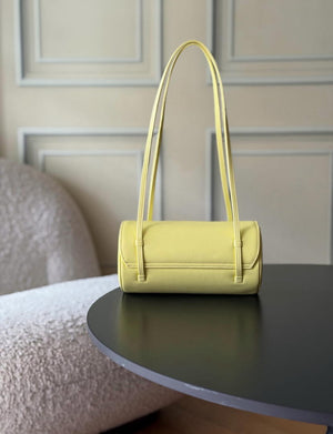 Chanel Small Bowling Bag Grained Shiny Calfskin & Gold-Tone Metal AS6143 Yellow - Default Title - View 2
