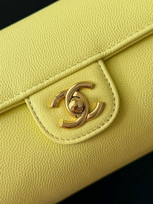 Chanel Small Bowling Bag Grained Shiny Calfskin & Gold-Tone Metal AS6143 Yellow - Default Title - View 5