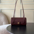 Chanel Small Bowling Bag Grained Shiny Calfskin & Gold-Tone Metal AS6143 Wine Red - Default Title - View 1