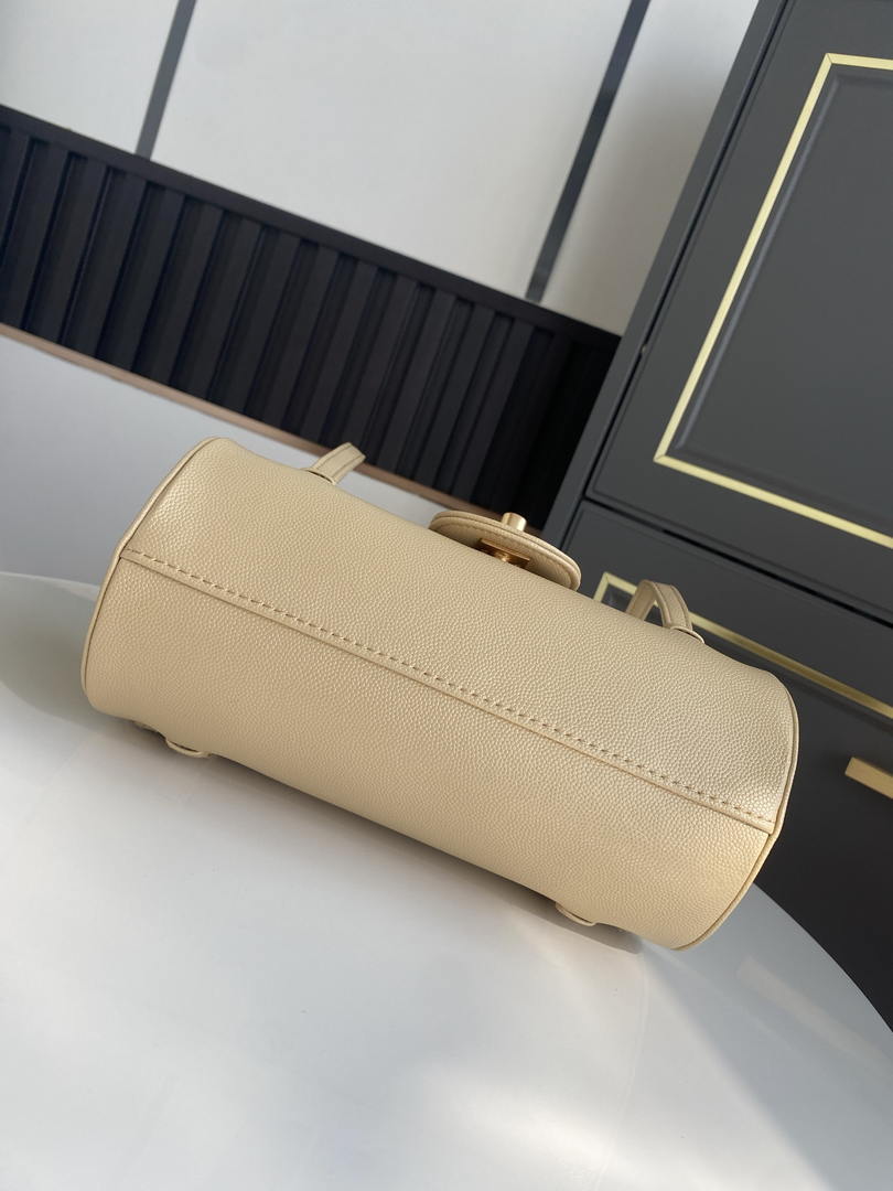 Chanel Small Bowling Bag Grained Shiny Calfskin & Gold-Tone Metal AS6143 Dark Beige