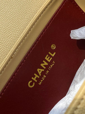 Chanel Small Bowling Bag Grained Shiny Calfskin & Gold-Tone Metal AS6143 Dark Beige - Default Title - View 9
