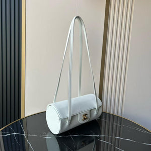 Chanel Small Bowling Bag Grained Shiny Calfskin & Gold-Tone Metal AS6143 Light Blue - Default Title - View 2