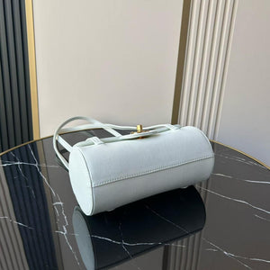 Chanel Small Bowling Bag Grained Shiny Calfskin & Gold-Tone Metal AS6143 Light Blue - Default Title - View 6