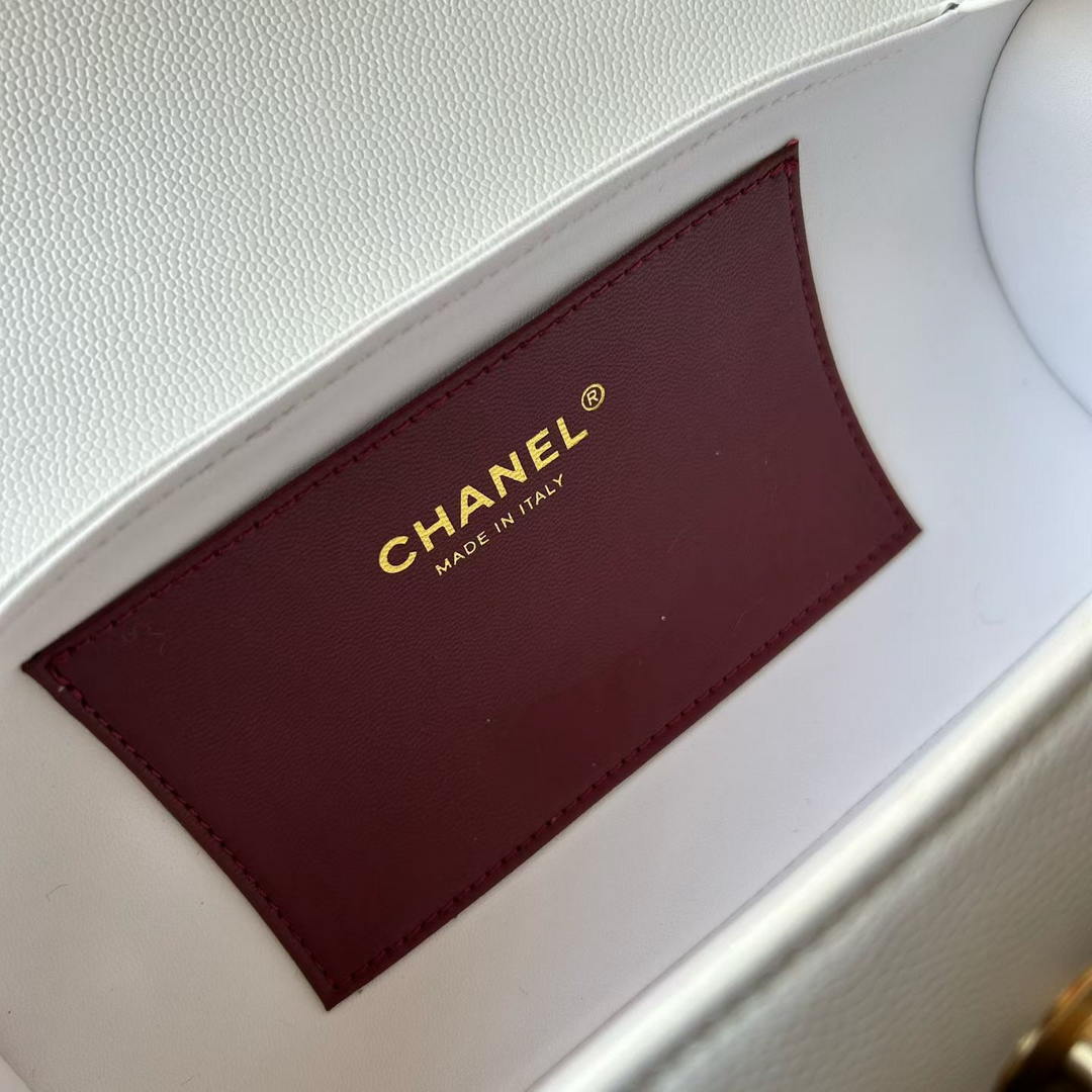 Chanel Small Bowling Bag Grained Shiny Calfskin & Gold-Tone Metal AS6143 Light Blue
