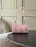 Chanel Small Bowling Bag Grained Shiny Calfskin & Gold-Tone Metal AS6143 Pink