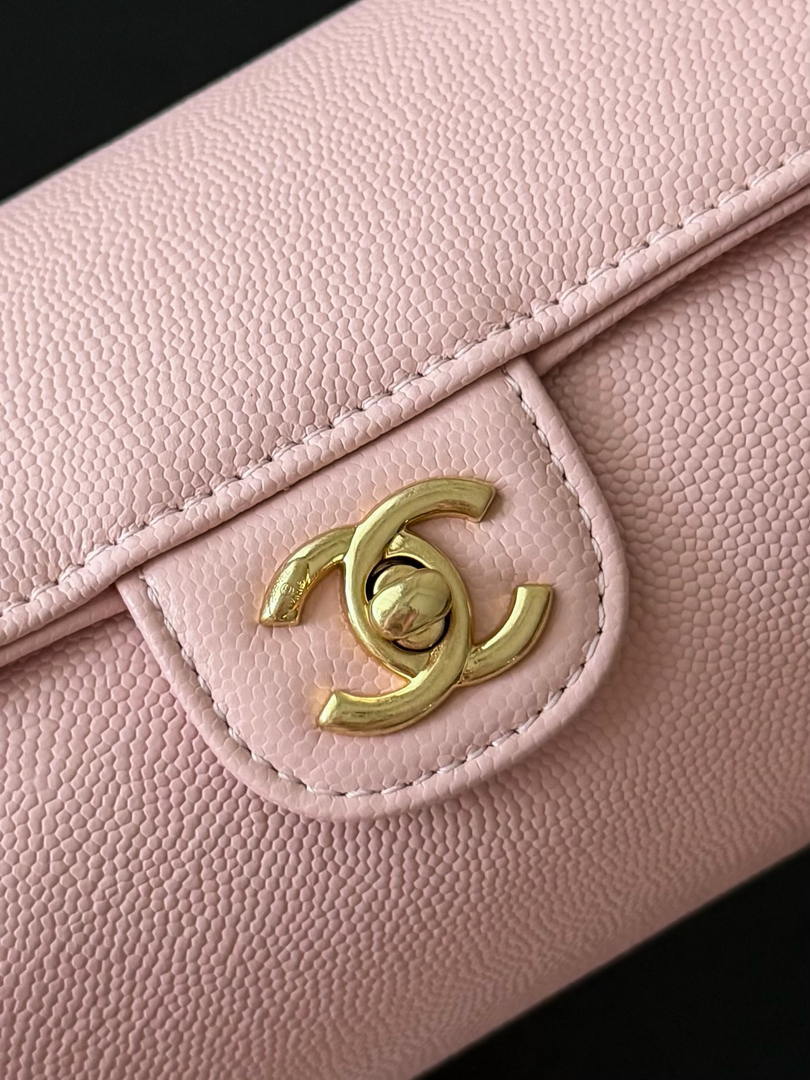 Chanel Small Bowling Bag Grained Shiny Calfskin & Gold-Tone Metal AS6143 Pink