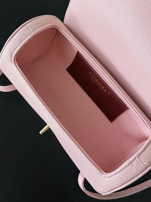 Chanel Small Bowling Bag Grained Shiny Calfskin & Gold-Tone Metal AS6143 Pink - Default Title - View 6
