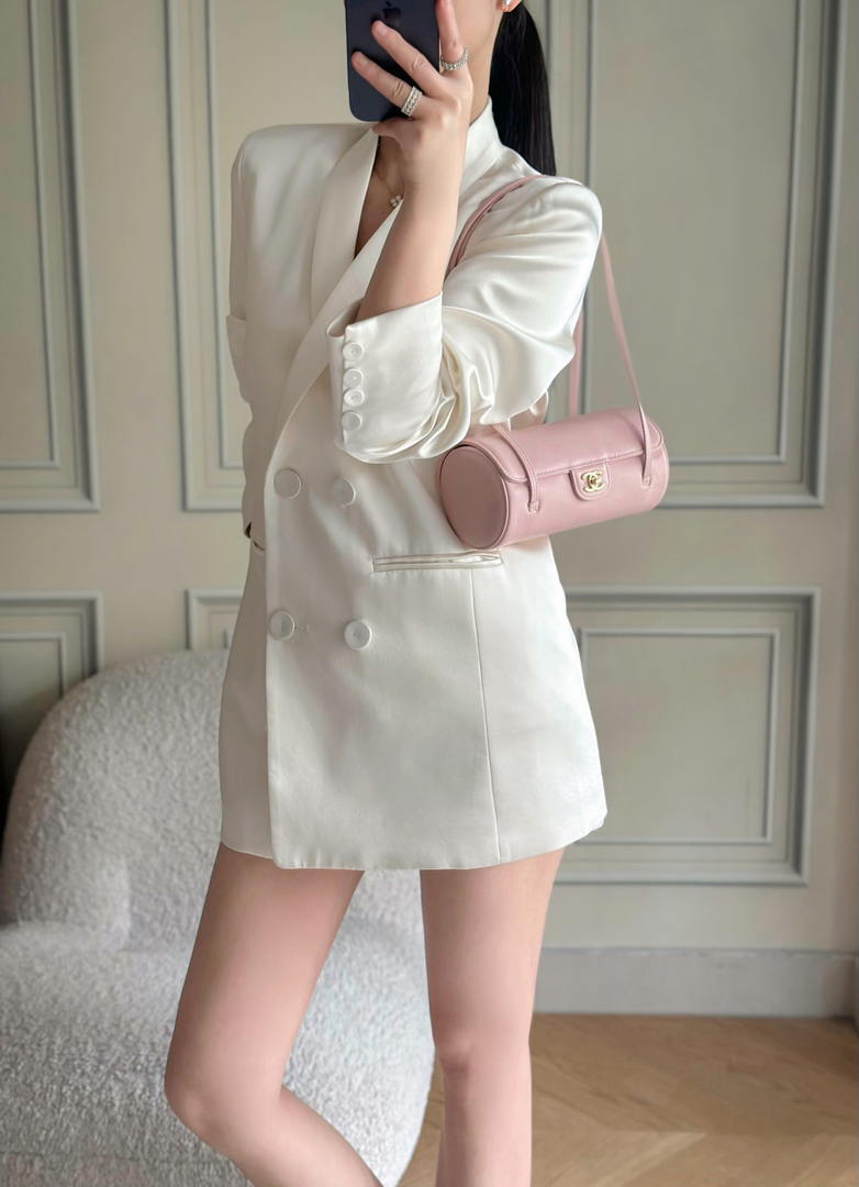 Chanel Small Bowling Bag Grained Shiny Calfskin & Gold-Tone Metal AS6143 Pink