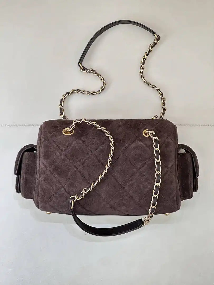 Chanel Small Bowling Bag Suede Leather AS5792 Dark Brown
