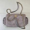 Chanel Small Bowling Bag Suede Leather AS5792 Gray