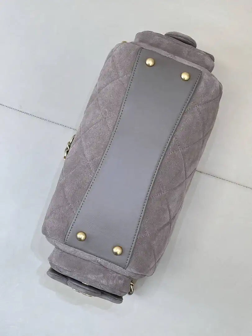 Chanel Small Bowling Bag Suede Leather AS5792 Gray