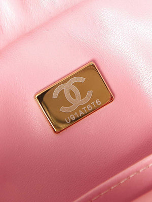 Chanel AS3768 Small Camera Case Lambskin Viscose Weaving Pink & White Gold - Default Title - View 9
