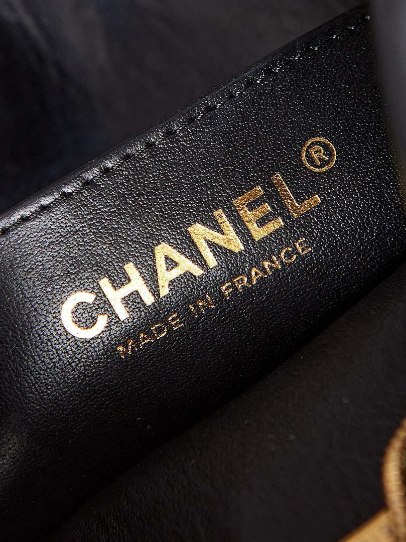 Chanel AS3768 Small Camera Case Lambskin Viscose Weaving White & Black