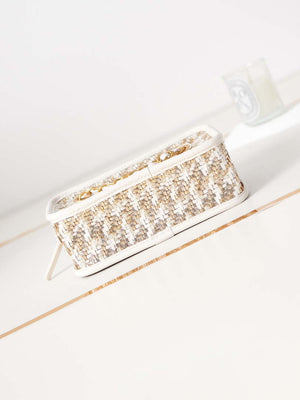 Chanel AS3768 Small Camera Case Lambskin Viscose Weaving White Gold & Beige - Default Title - View 5