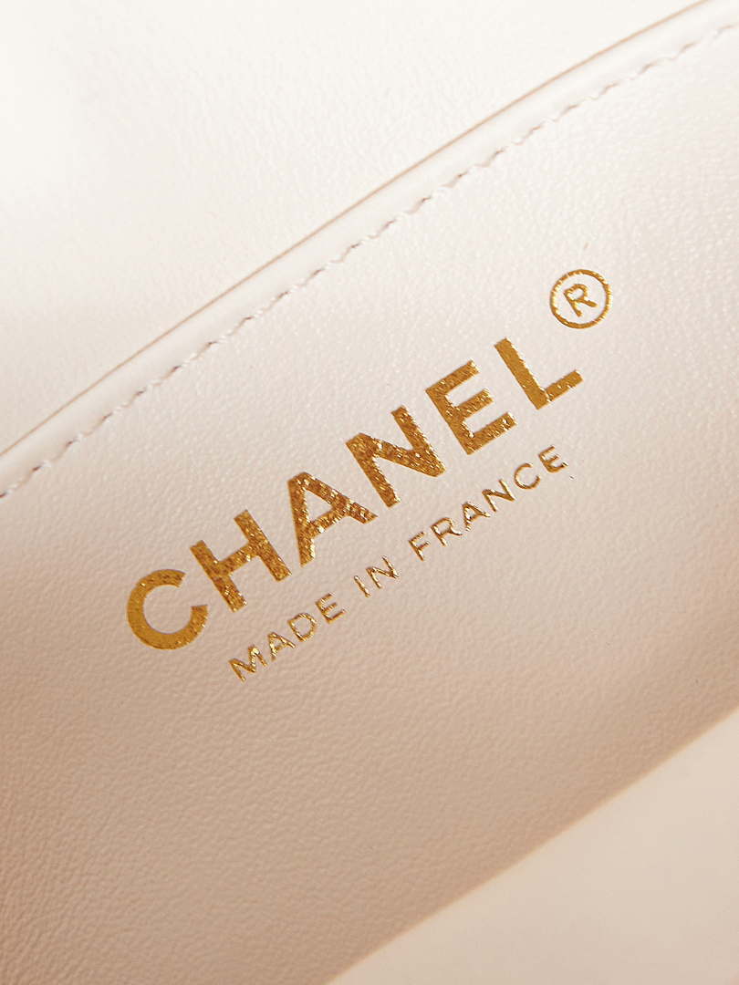 Chanel AS3768 Small Camera Case Lambskin Viscose Weaving White Gold & Beige - Default Title - View 6