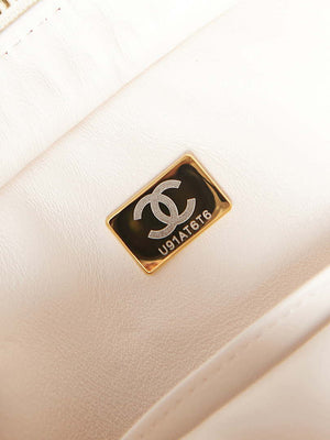 Chanel AS3768 Small Camera Case Lambskin Viscose Weaving White Gold & Beige - Default Title - View 7