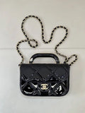 Chanel Small Clutch with Chain High-Shine Calfskin & Gold Metal  Light Gold AP4892 Black