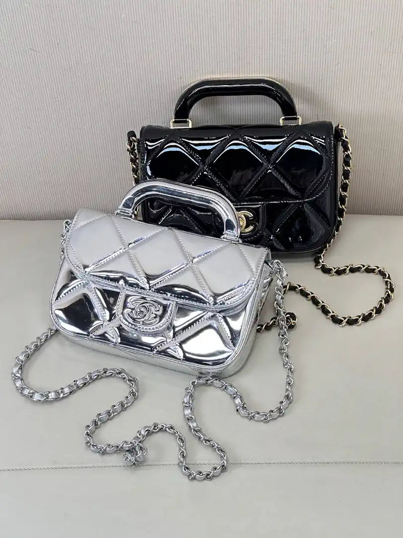Chanel Small Clutch with Chain High-Shine Calfskin & Gold Metal  Light Gold AP4892 Black