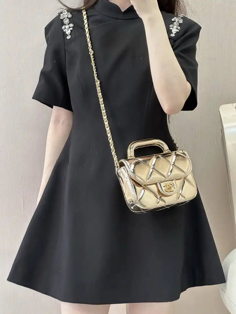 Chanel Small Clutch with Chain High-Shine Calfskin & Gold Metal  Light Gold AP4892 Gold