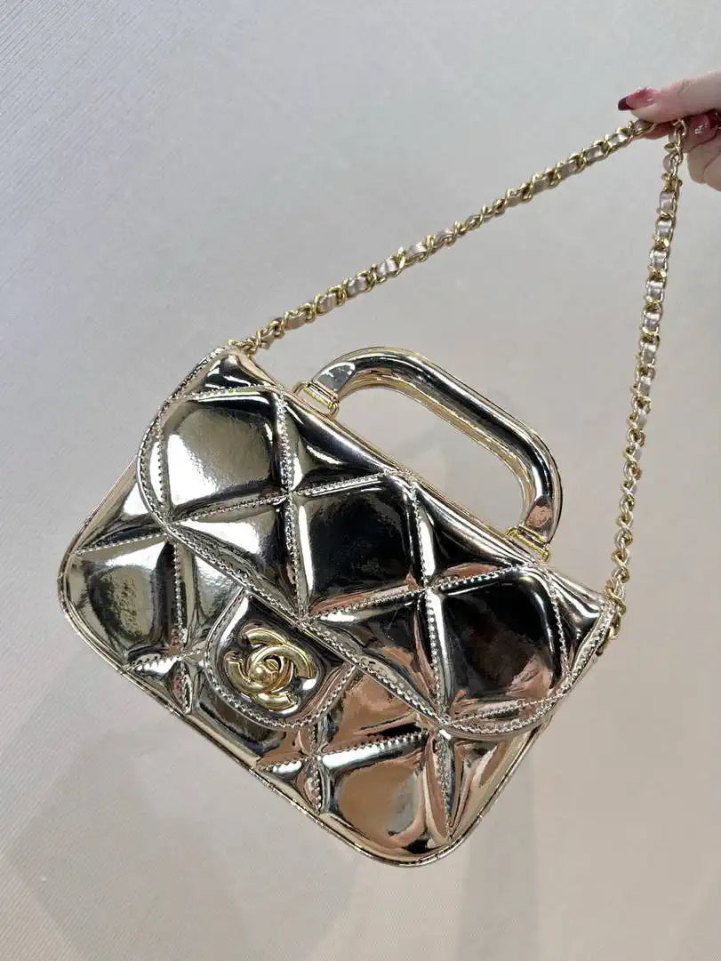 Chanel Small Clutch with Chain High-Shine Calfskin & Gold Metal  Light Gold AP4892 Gold