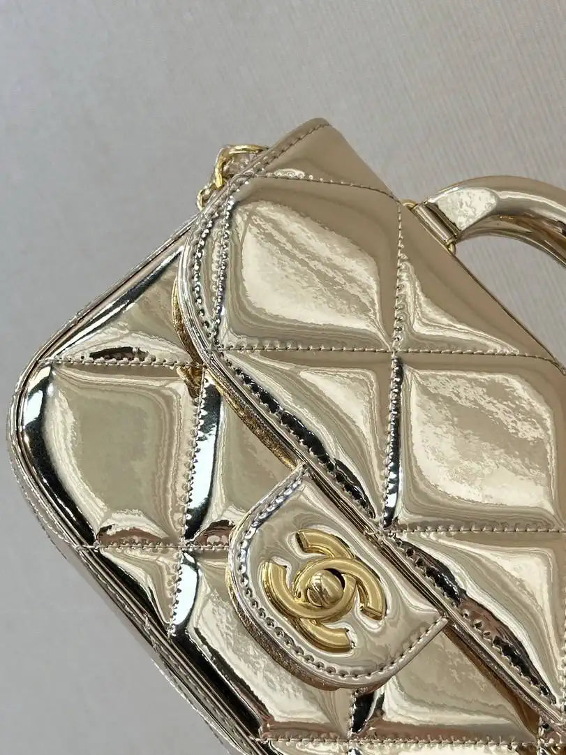 Chanel Small Clutch with Chain High-Shine Calfskin & Gold Metal  Light Gold AP4892 Gold