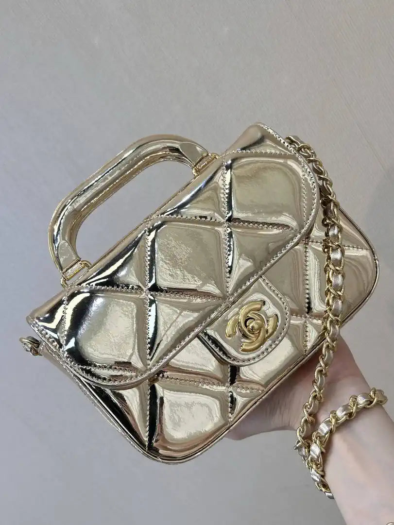 Chanel Small Clutch with Chain High-Shine Calfskin & Gold Metal  Light Gold AP4892 Gold