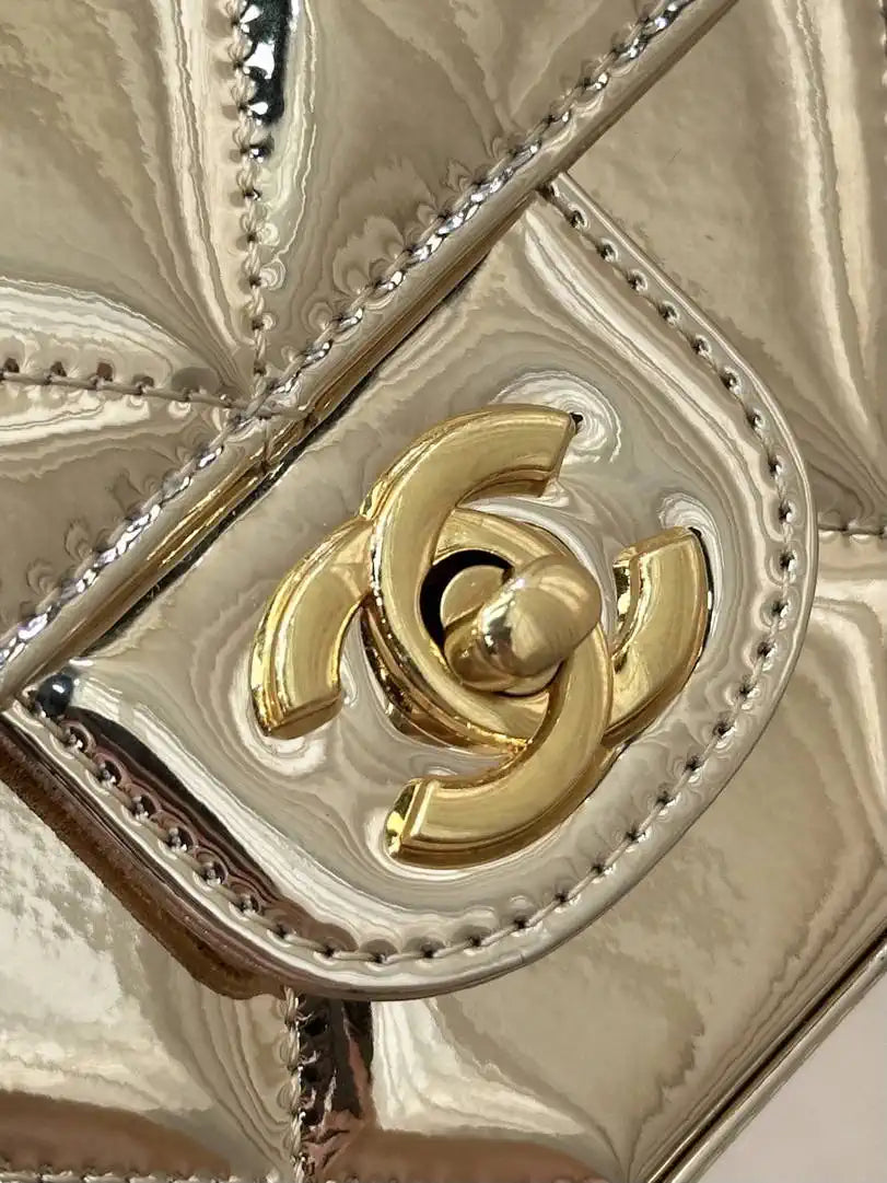 Chanel Small Clutch with Chain High-Shine Calfskin & Gold Metal  Light Gold AP4892 Gold