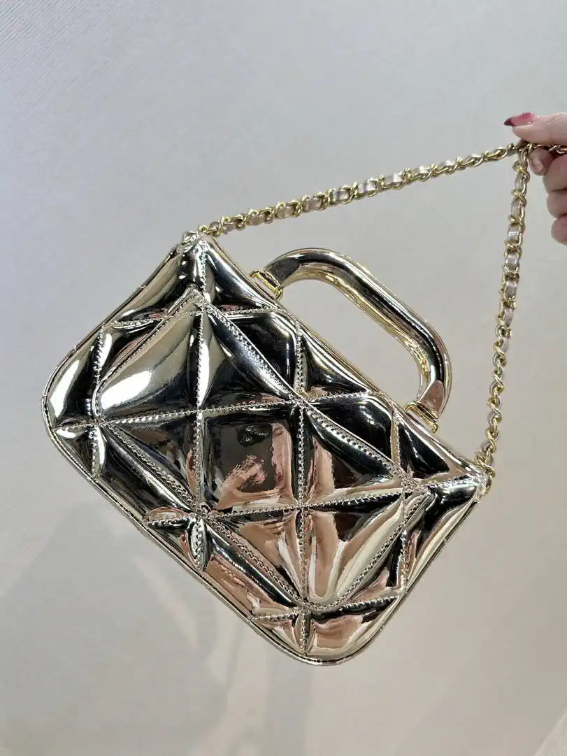 Chanel Small Clutch with Chain High-Shine Calfskin & Gold Metal  Light Gold AP4892 Gold