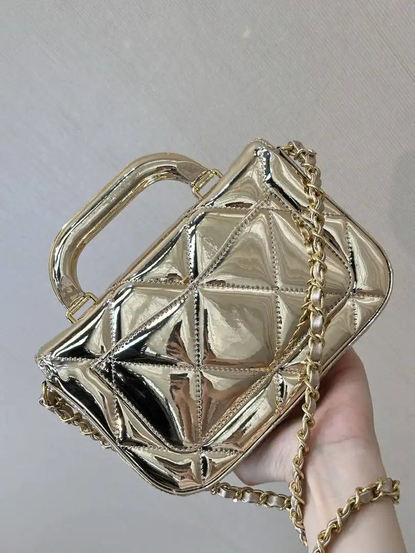 Chanel Small Clutch with Chain High-Shine Calfskin & Gold Metal  Light Gold AP4892 Gold