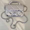 Chanel Small Clutch with Chain High-Shine Calfskin & Silver Metal  Light Gold AP4892 Silver