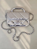 Chanel Small Clutch with Chain High-Shine Calfskin & Silver Metal  Light Gold AP4892 Silver