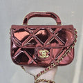 Chanel Small Clutch with Chain  Mirror Calfskin & Gold-Tone Metal  AP4892 Red