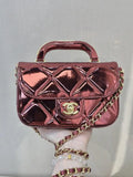 Chanel Small Clutch with Chain  Mirror Calfskin & Gold-Tone Metal  AP4892 Red