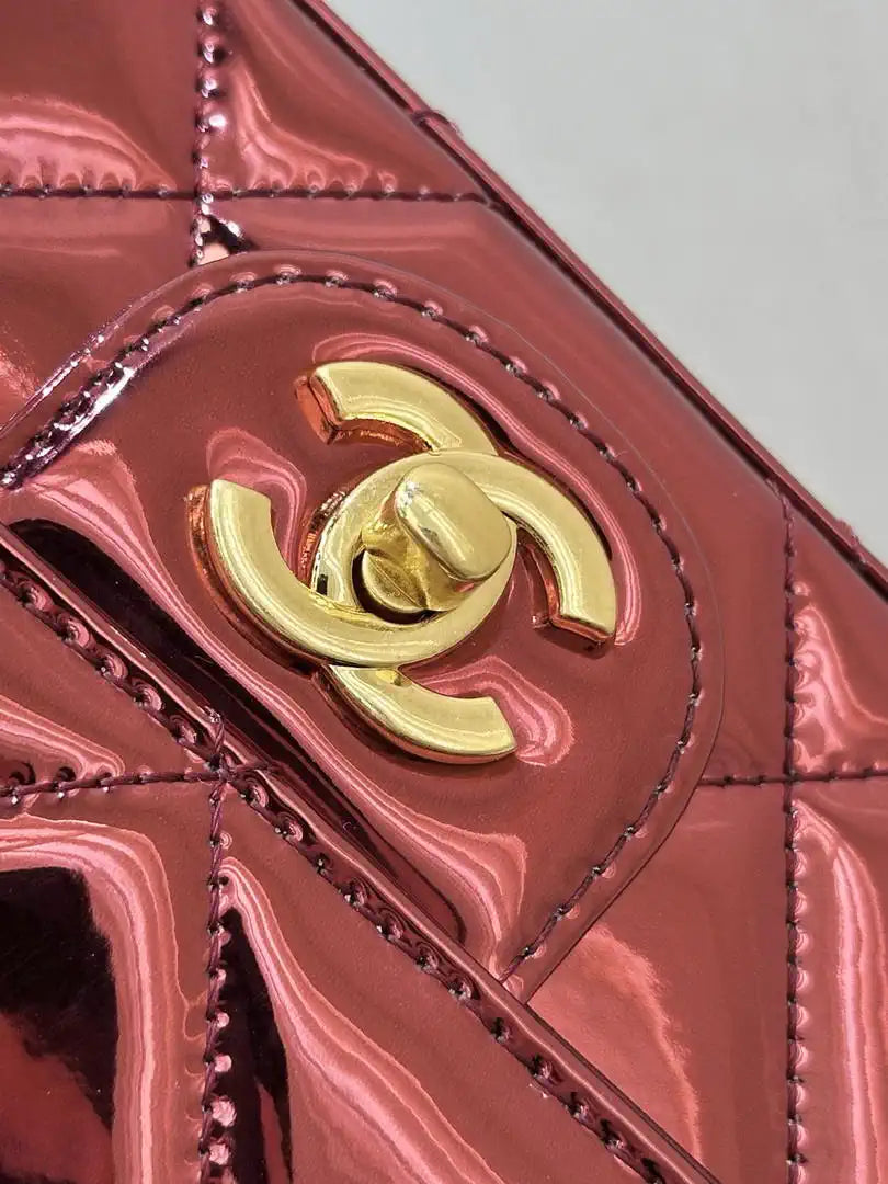 Chanel Small Clutch with Chain  Mirror Calfskin & Gold-Tone Metal  AP4892 Red