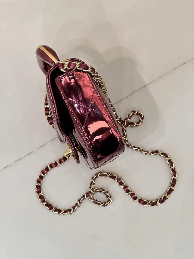 Chanel Small Clutch with Chain  Mirror Calfskin & Gold-Tone Metal  AP4892 Red