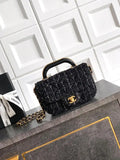 Chanel Small Clutch with Chain Tweed & Gold Metal AP4892 Black