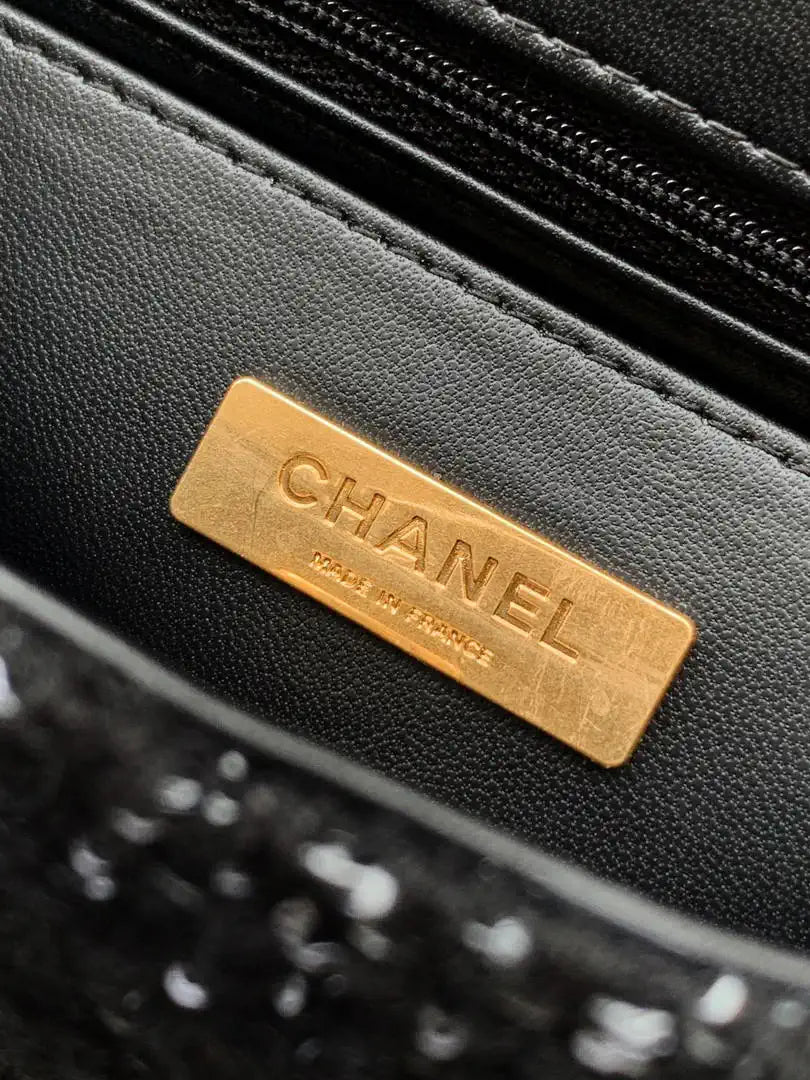 Chanel Small Clutch with Chain Tweed & Gold Metal AP4892 Black