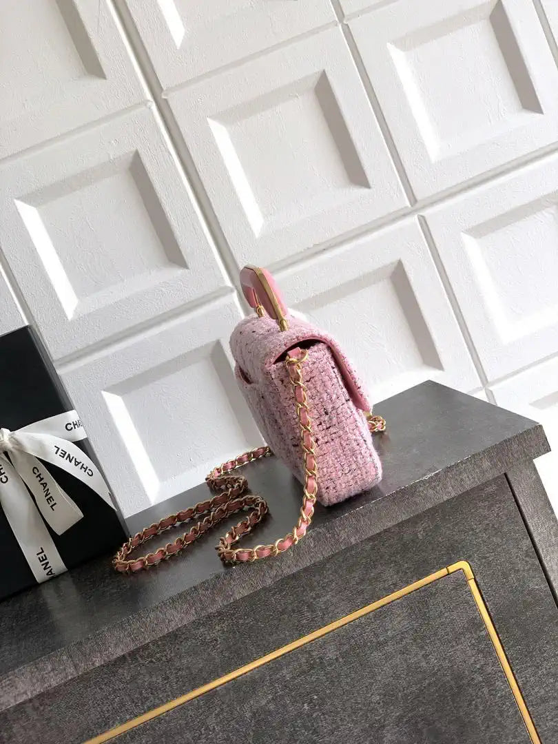 Chanel Small Clutch with Chain Tweed & Gold Metal AP4892 Pink