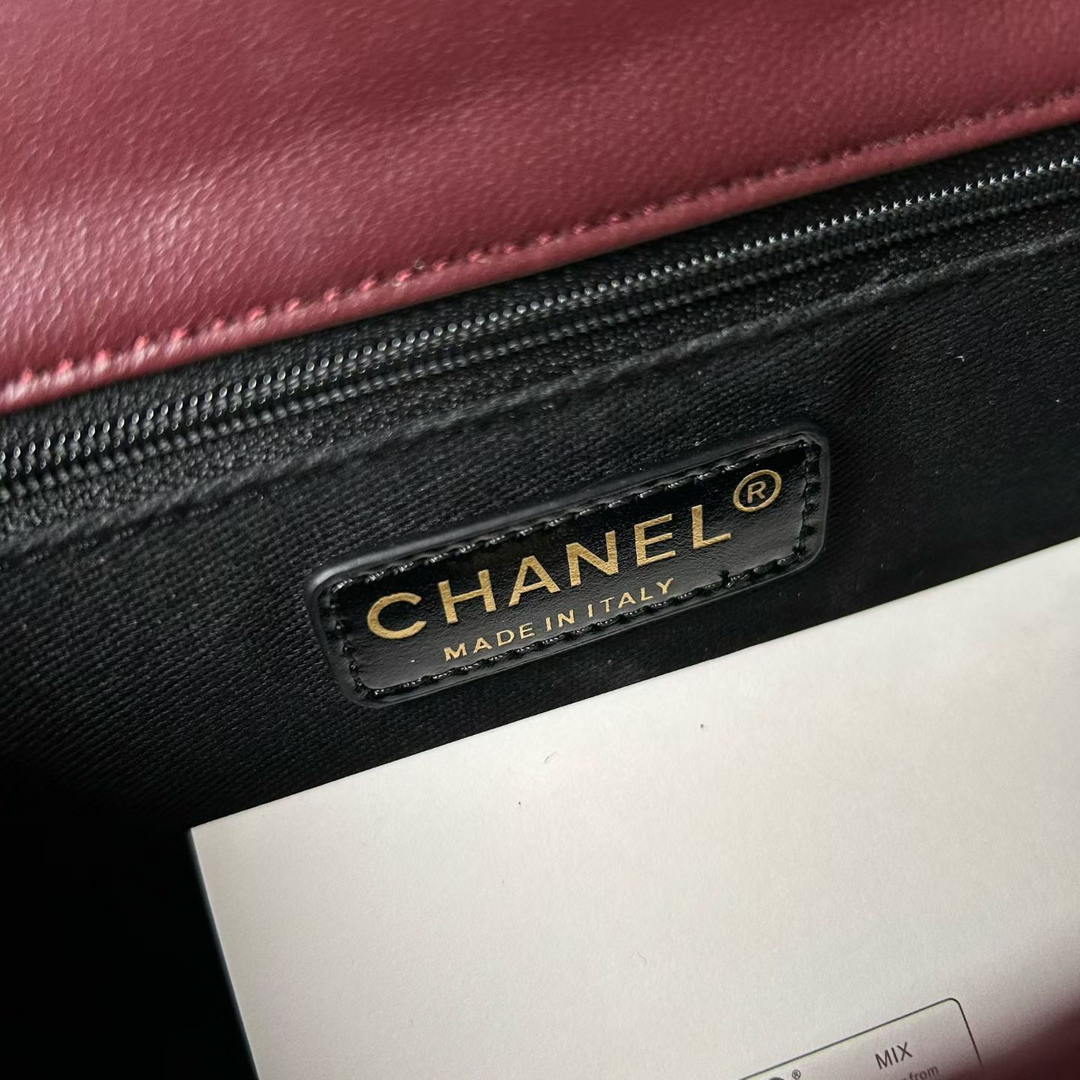 Chanel Small Flap Bag Lambskin Braided Calfskin & Gold-Tone Metal AS2496 Wine Red