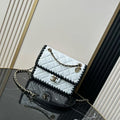 Chanel Small Flap Bag Lambskin Braided Calfskin & Gold-Tone Metal AS2496 White